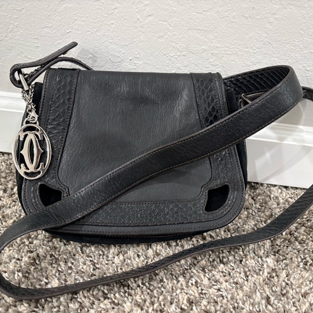 Cartier Black Leather Crossbody Bag